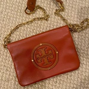 Tory Burch Brown Crossbody with gold chain